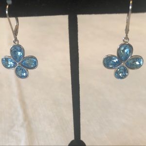Sterling silver blue topaz crystal earrings
